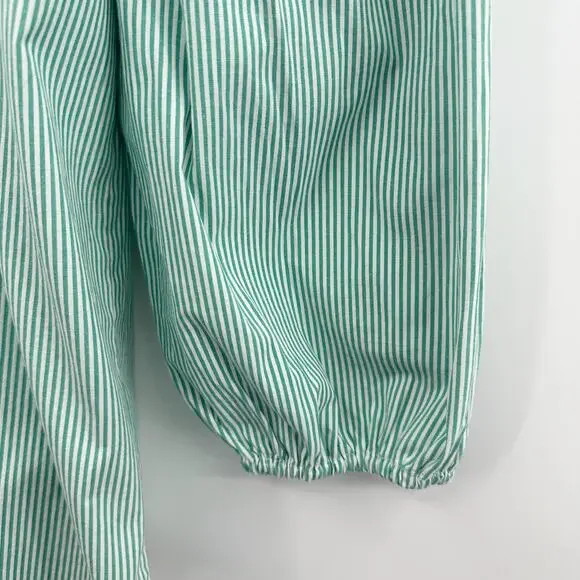 Vinyard‎ Vines Striped Pintuck Long Sleeve Top in Stripe Seawall Green Size S - Picture 8 of 11
